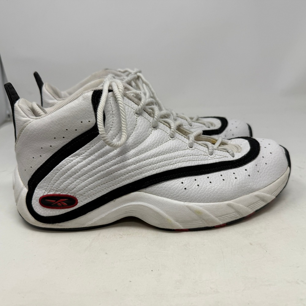 Reebok Sneakers Mens 9 4-55958 White Black Red Hexalite Basketball EUC